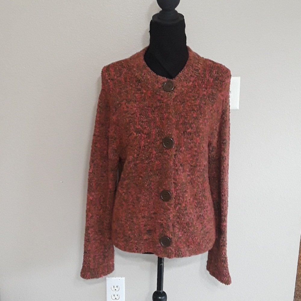 Evan Picone Knit Button Down Sweater Size Medium - image 1